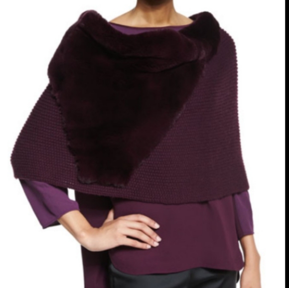 Lafayette 148 New York Other - Lafayette 148 Merino tube scarf with rabbit  fur trim one size women's